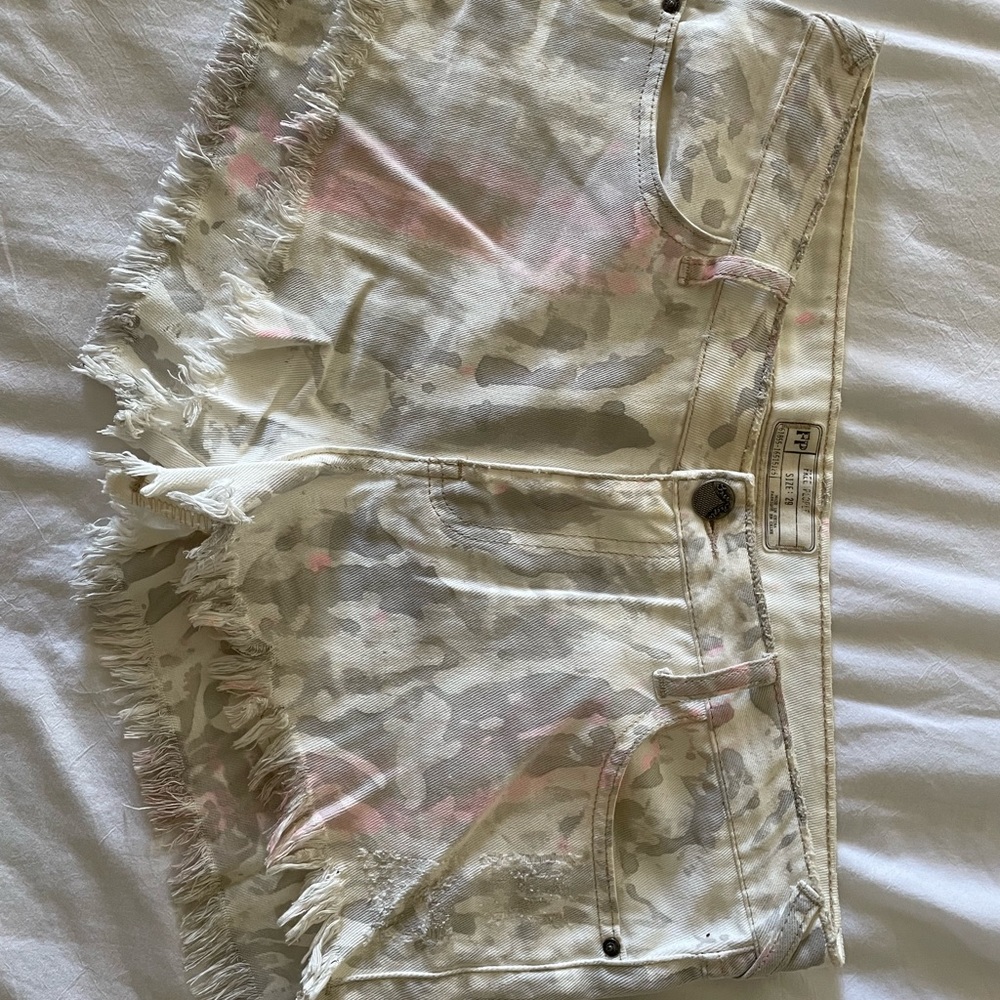 Free People tie dye denim shorts